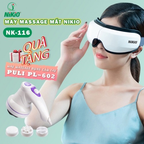 Máy massage mắt Nikio NK-116 - Giảm đau nhức mỏi mắt với nhiệt nóng, xoa bóp áp suất khí, rung, bluetooth nghe nhạc