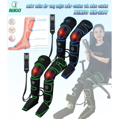 Máy massage nén ép trị liệu suy giãn tĩnh mạch chân Nikio NK-287, phù hợp người bị suy giãn tĩnh mạch chân và người lớn tuổi