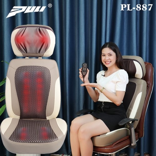 Ghế (đệm) massage hồng ngoại cao cấp Puli PL-887, thiết có tháo kế rời - Điều trị đau nhức cổ ai gáy, lưng, mông