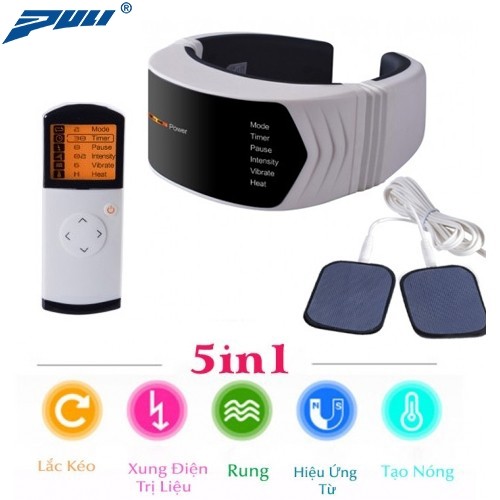 Máy massage cổ pin sạc PULI PL-758 - Xung điện trị liệu, rung và nhiệt nóng giúp giảm đau nhức mỏi cổ