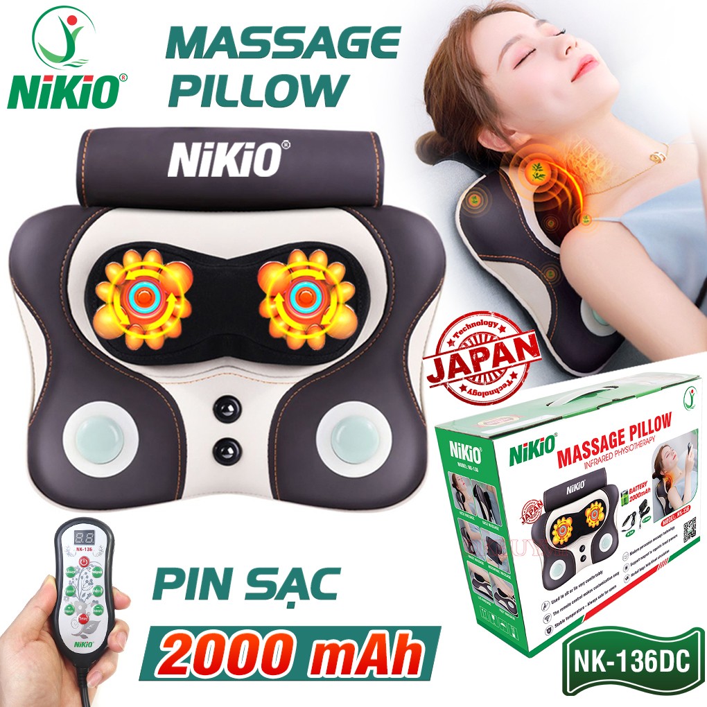 Gối massage pin sạc Nikio NK-136DC