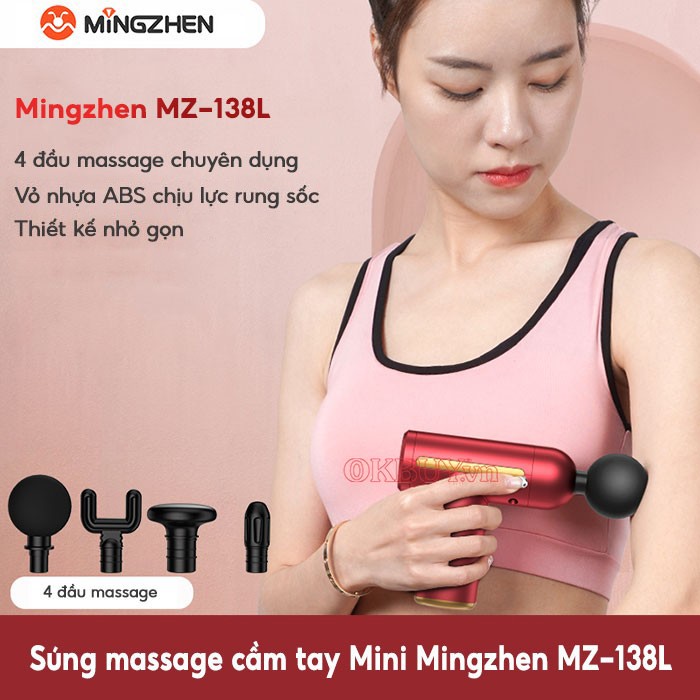 Súng massage cầm tay Mini Mingzhen MZ-138L -  4 đầu, 6 tốc độ