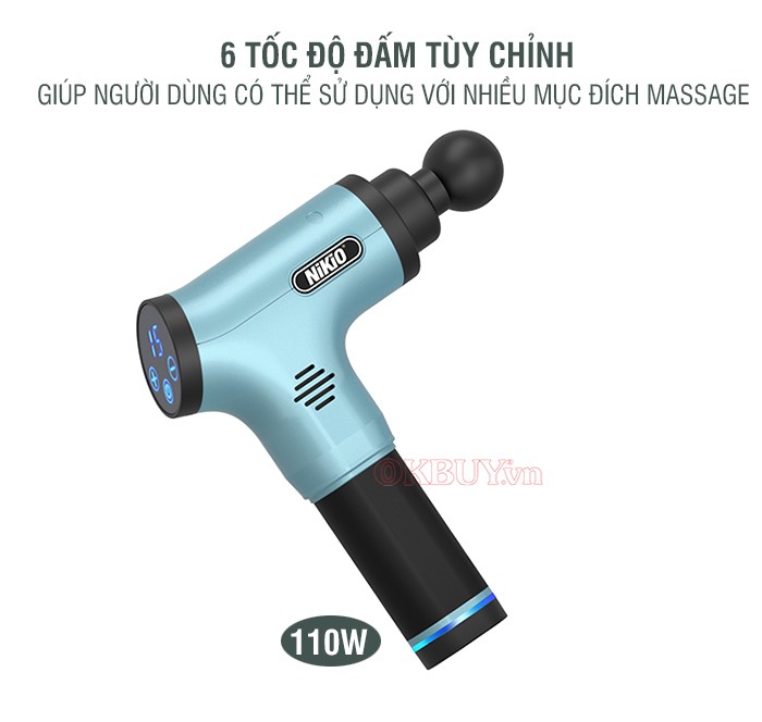 Súng massage gun điều trị căng cơ NIKIO NK-172 - Màu xanh ngọc