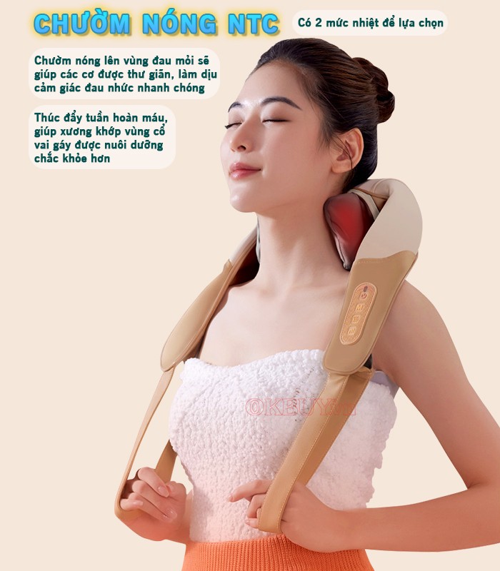Máy massage cổ vai gáy pin sạc chườm nóng NTC Nikio NK-139