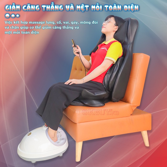 Combo ghế massage toàn thân Nikio NK-181 và máy massage chân Puli PL-909 giảm căng thẳng mệt mỏi toàn diện 