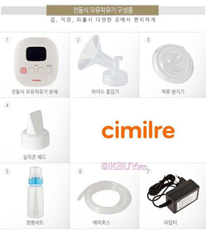 máy hút sữa điện đôi Hàn Quốc Cimilre f1