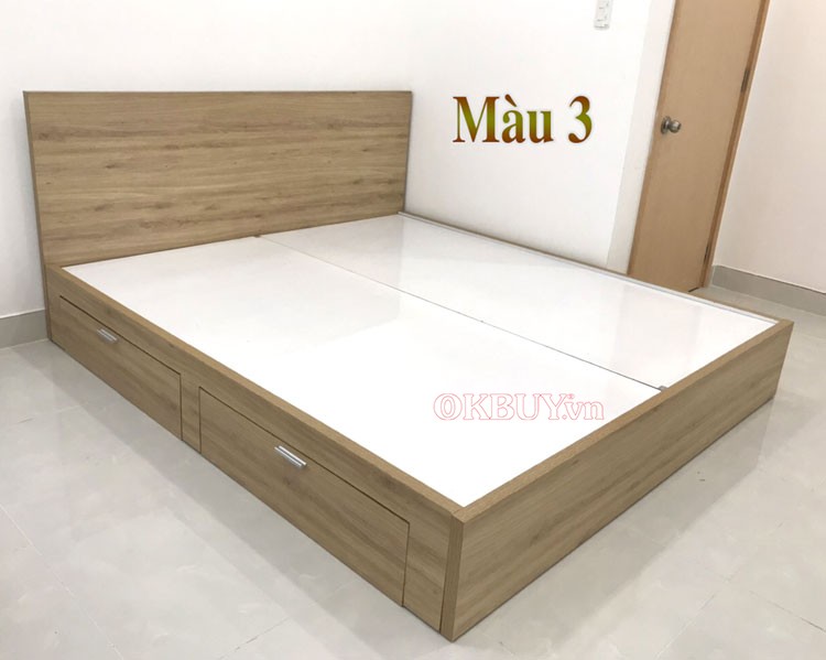 Giường ngủ gỗ công nghiệp MDF có 2 ngăn kéo nhỏ 1m8x2m