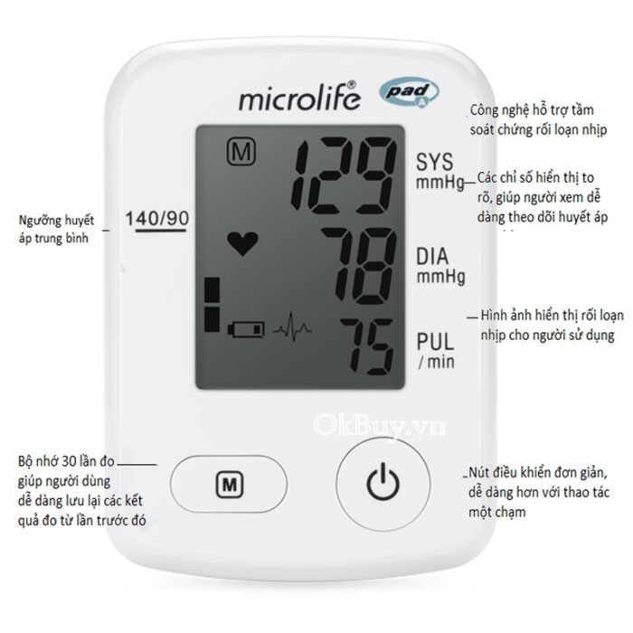 Máy đo huyết áp bắp tay Microlife A2