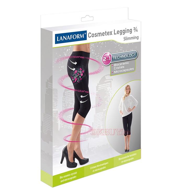 Quần legging định hình giảm size và ngăn chặn da sần Lanaform Cosmetex 3/4 LA014004