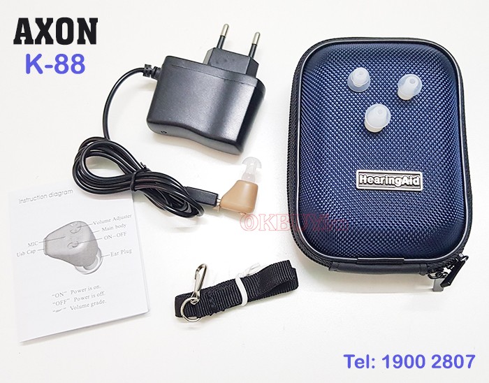máy trợ thính pin sạc mini nhét tai Axon K88