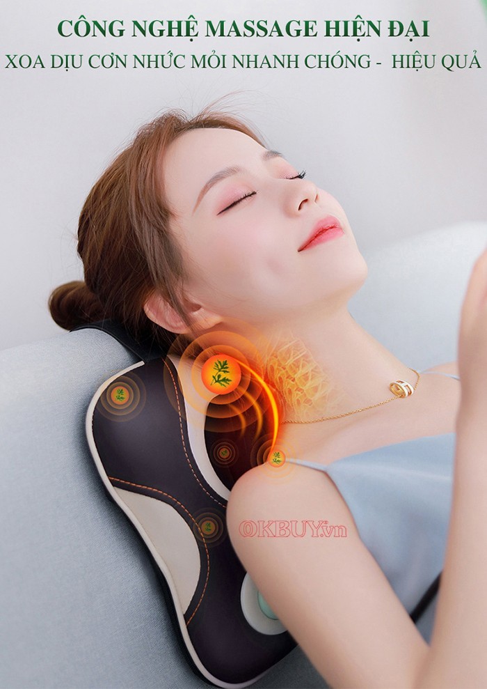 Gối massage hồng ngoại giúp xoa dịu mọi cơn đau nhức mỏi 