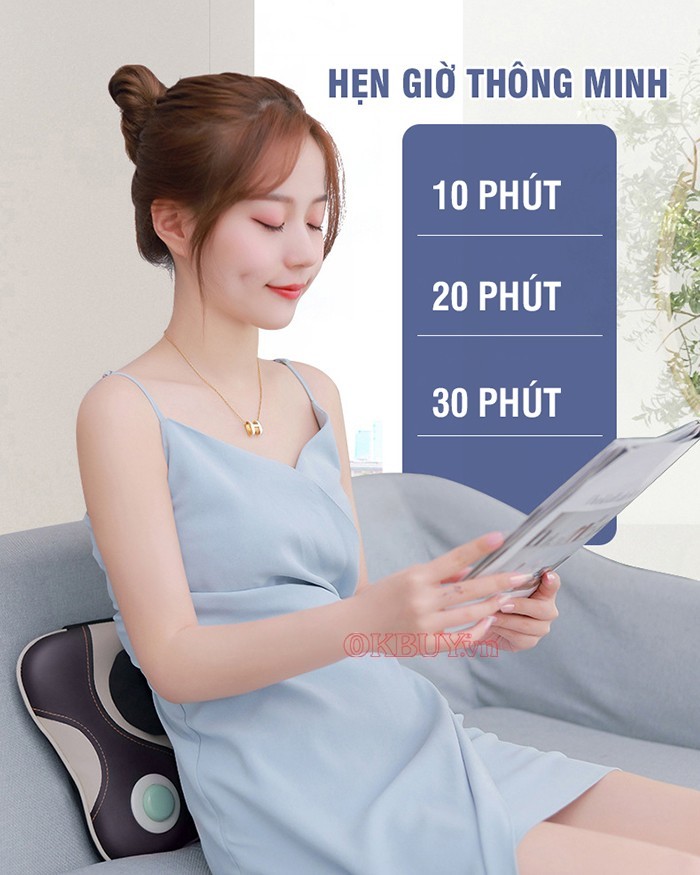 Máy massage vai cổ lưng Nikio NK-136AC giúp giảm đau thư giãn 