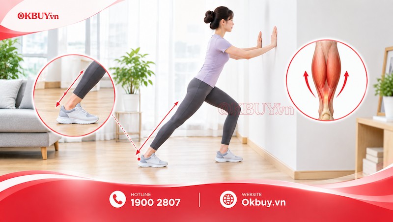 Bài tập giãn cơ bắp chân giúp giảm đau gót chân