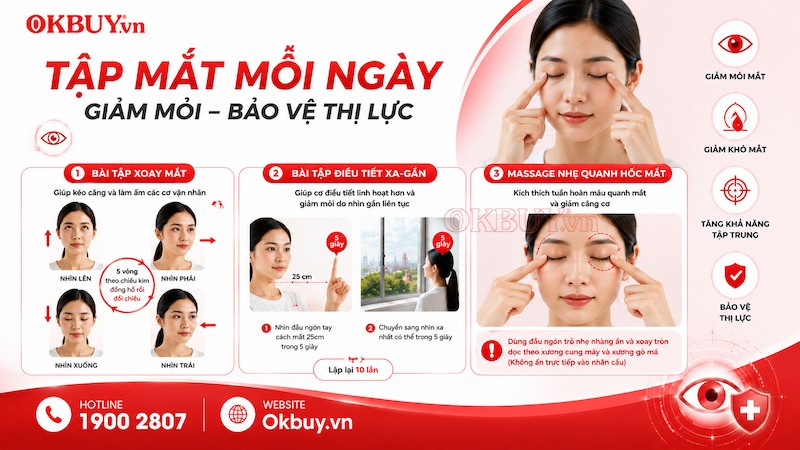 thực hiện những bài tập mắt hàng ngày