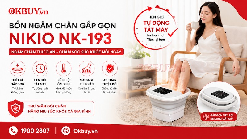 Bồn ngâm chân gấp gọn Nikio NK-193 – Thư giãn và chăm sóc sức khỏe tại nhà