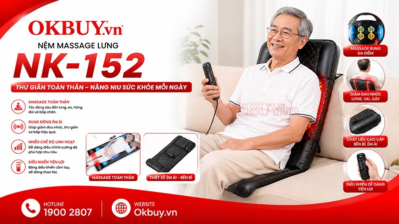 Nệm massage lưng đa năng Nikio NK-152