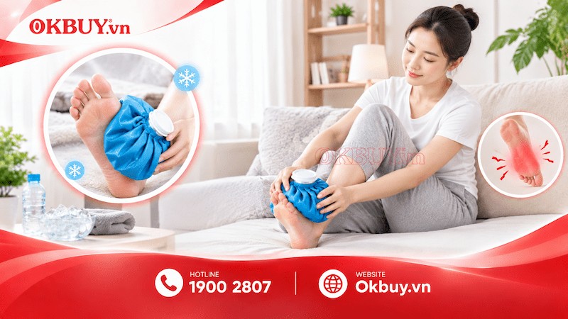 Chườm lạnh vùng lòng bàn chân có thể giúp giảm cảm giác đau và sưng sau khi vận động.