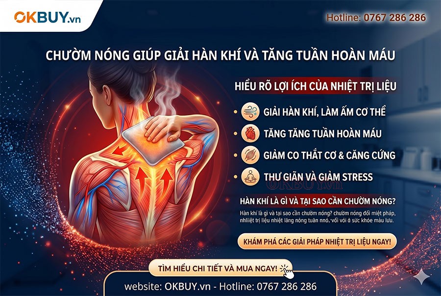 chườm nóng giúp tăng tuần hoàn máu và giải hàn khí