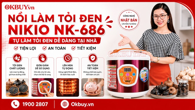 Nồi làm tỏi đen Nikio NK-686 – Làm tỏi đen tự động ngay tại nhà