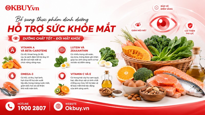 Thực phẩm giàu dưỡng chất tốt cho sức khỏe mắt