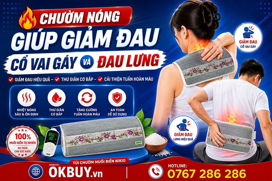 túi chườm nóng giúp giảm đau lưng và cổ vai gáy