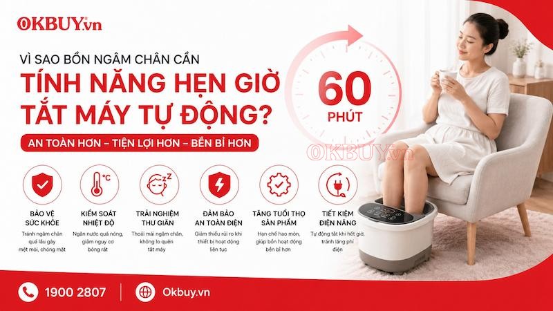 Lợi ích của tính năng hẹn giờ tắt máy trên bồn ngâm chân
