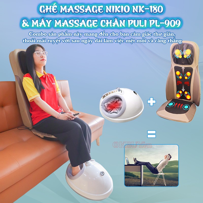 Ghế massage Nikio NK-180 và máy massage chân Puli PL-909