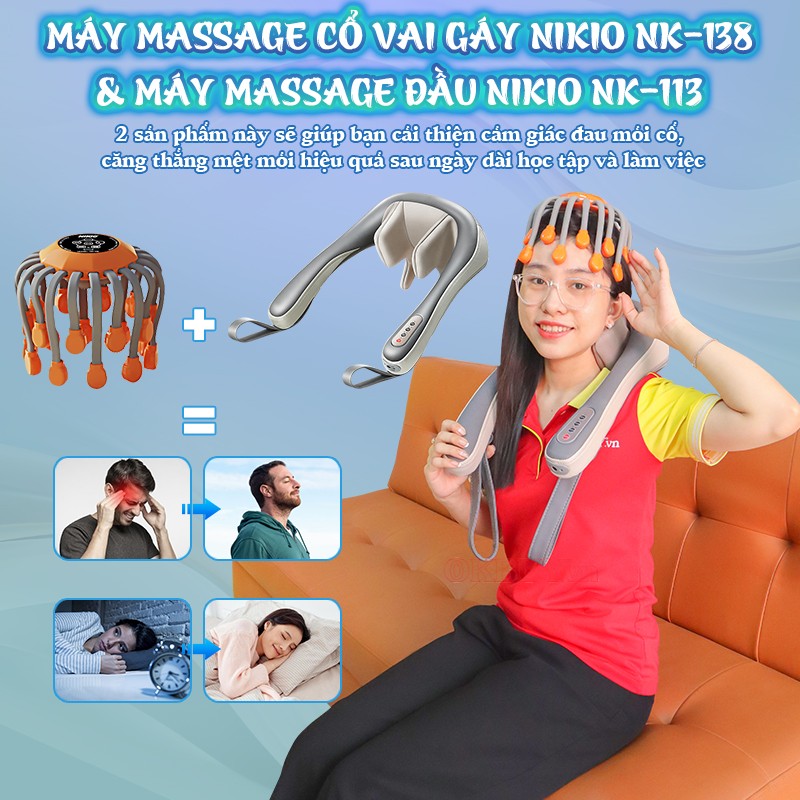 Máy massage cổ vai gáy Nikio NK-138 và máy massage đầu Nikio NK-113