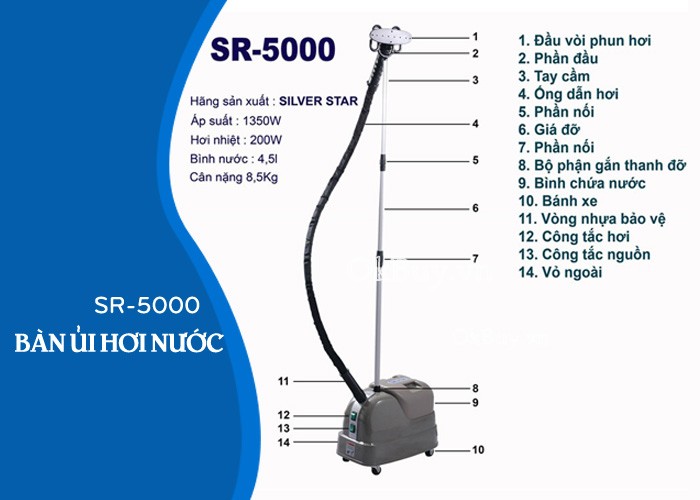 Bàn ủi hơi nước đứng công nghiệp Silver Star SR-5000