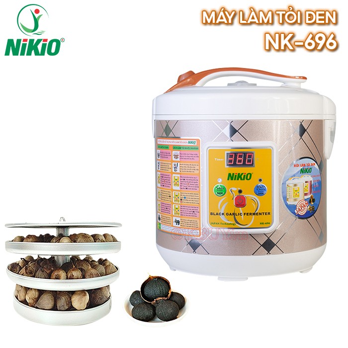 Nồi làm tỏi đen Nikio NK-696 bạc kẻ