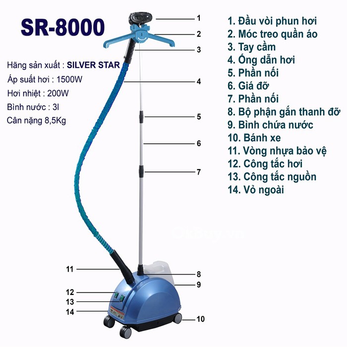 bàn ủi hơi nước Silver Star SR-8000 