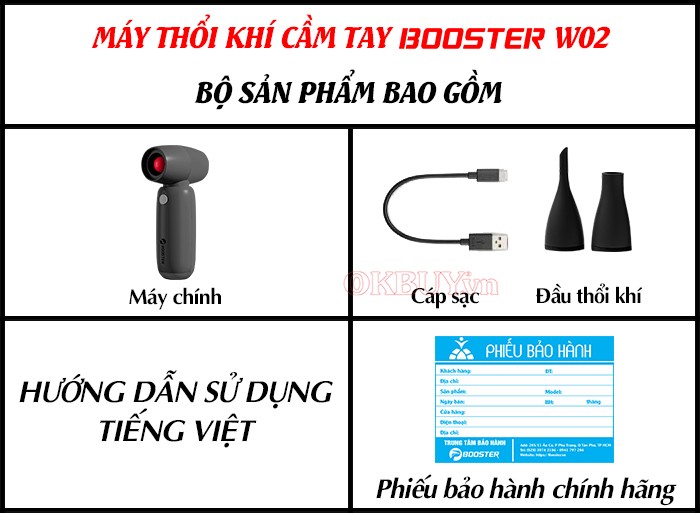 Bộ sản phẩm của máy thổi khí Booster W02