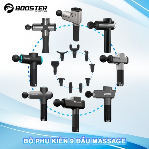 Bộ 9 đầu massage cầm tay Booster - Dùng cho súng massage Booster T, Pro 3, Lightsaber M2-A, M2-B, M2-C, M2-D, M2-E