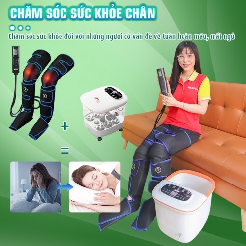 Bộ sản phẩm chăm sóc sức khỏe đôi chân - máy nén ép trị liệu Nikio NK-287 và bồn ngâm chân massage Nikio NK-195new chăm sóc sức khỏe đôi chân
