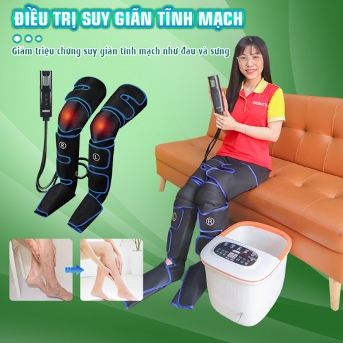 Bộ sản phẩm chăm sóc sức khỏe đôi chân - máy nén ép trị liệu Nikio NK-287 và bồn ngâm chân massage Nikio NK-195new điều trị suy giãn tĩnh mạch chân