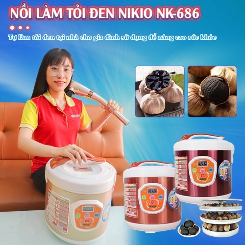 Bộ sản phẩm chăm sóc sức khỏe - nồi làm tỏi đen Nikio NK-686 và máy massage cầm tay Nikio NK-177 nồi làm tỏi đen cải thiện sức khỏe