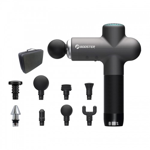 Súng massage cầm tay Booster Boluojun LS xám đen, 8 đầu massage, có đầu nóng