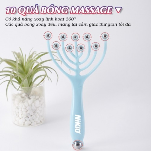 Cây massage đầu bạch tuộc với 10 quả bóng 360 độ Nikio NK-01C