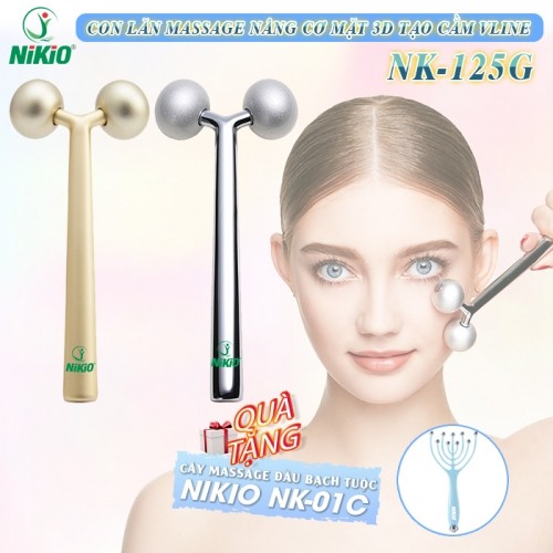 Cây lăn massage mặt, nâng cơ, tạo cầm Vline Nikio NK-125G - Chất liệu hợp kim cao cấp