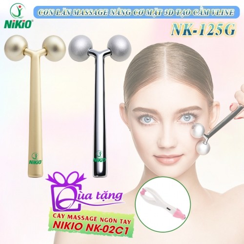 Cây lăn massage mặt, nâng cơ, tạo cầm Vline Nikio NK-125G - Chất liệu hợp kim cao cấp