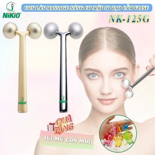 Cây lăn massage mặt, nâng cơ, tạo cầm Vline Nikio NK-125G - Chất liệu hợp kim cao cấp