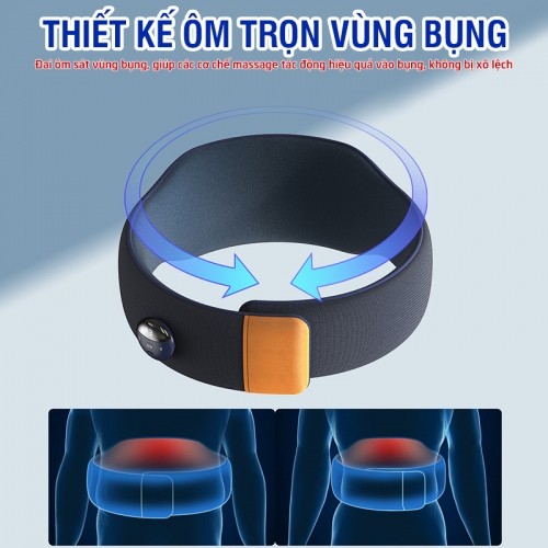 Đai massage bụng rung nóng Puli PL-518 đai đeo ôm trọn bụng