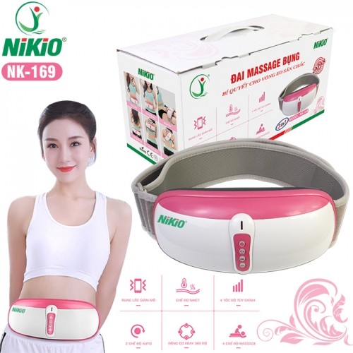 Đai (máy) massage bụng rung lắc và xoay giảm mỡ thừa Nikio NK-169, nhiệt nóng hồng ngoại