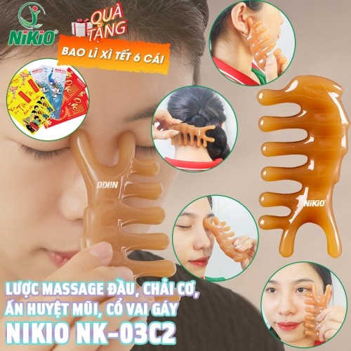 Lược massage đầu, chải cơ, ấn huyệt mũi, thái dương, cổ vai gáy Nikio NK-03C2