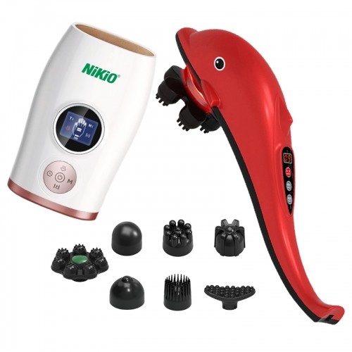 Combo 20 - Bộ sản phẩm hỗ trợ giảm đau nhức mỏi và tê bì chân tay nhanh máy đấm lưng cầm tay cá heo Nikio NK-178 và máy massage bàn tay Nikio NK-330