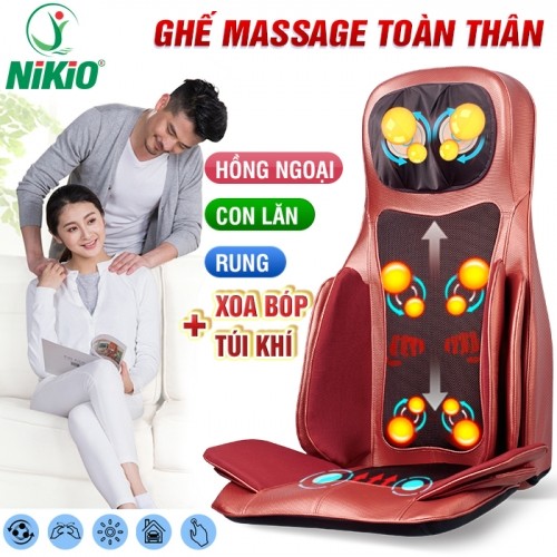 Ghế đệm massage ô tô nhiệt hồng ngoại cao cấp Nikio NK-181 - Giảm đau nhức lưng, mông, cổ vai gáy