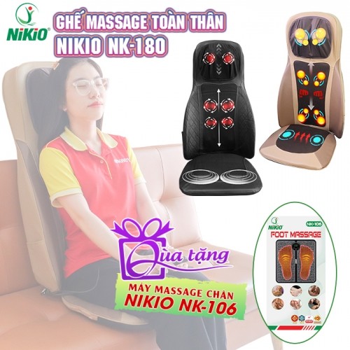 Ghế đệm massage lưng cổ vai gáy hồng ngoại Nikio NK-180 - Dùng được trên ô tô