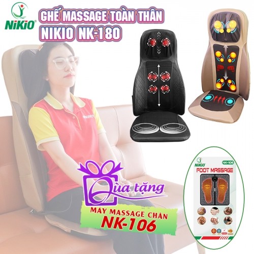 Ghế massage Nikio NK-180 - Màu đỏ, nâu - Dùng được trên ô tô