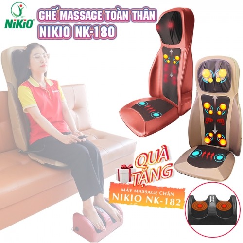 Ghế massage Nikio NK-180 - Màu đỏ, nâu - Dùng được trên ô tô