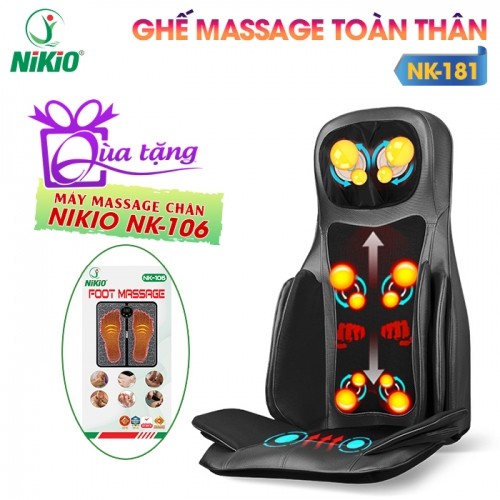 Ghế đệm massage ô tô nhiệt hồng ngoại cao cấp Nikio NK-181 - Hỗ trợ giảm đau nhức lưng, mông, cổ vai gáy